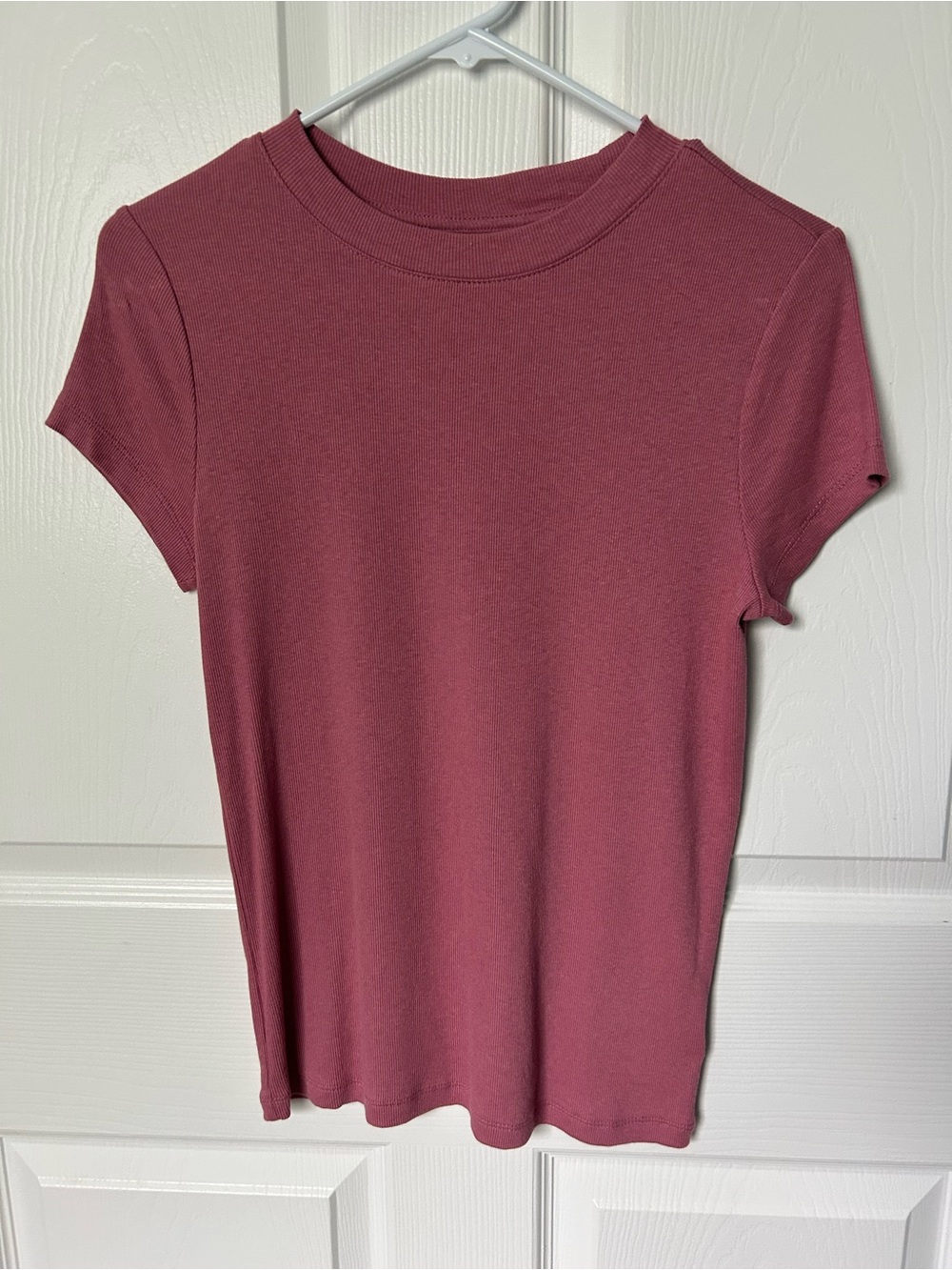A New Day Pink Mauve Ribbed Short Sleeve Top Size Medium